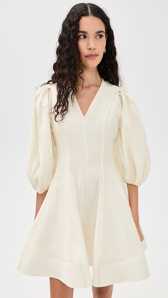 English Factory Puff Sleeve Flare Mini Dress
