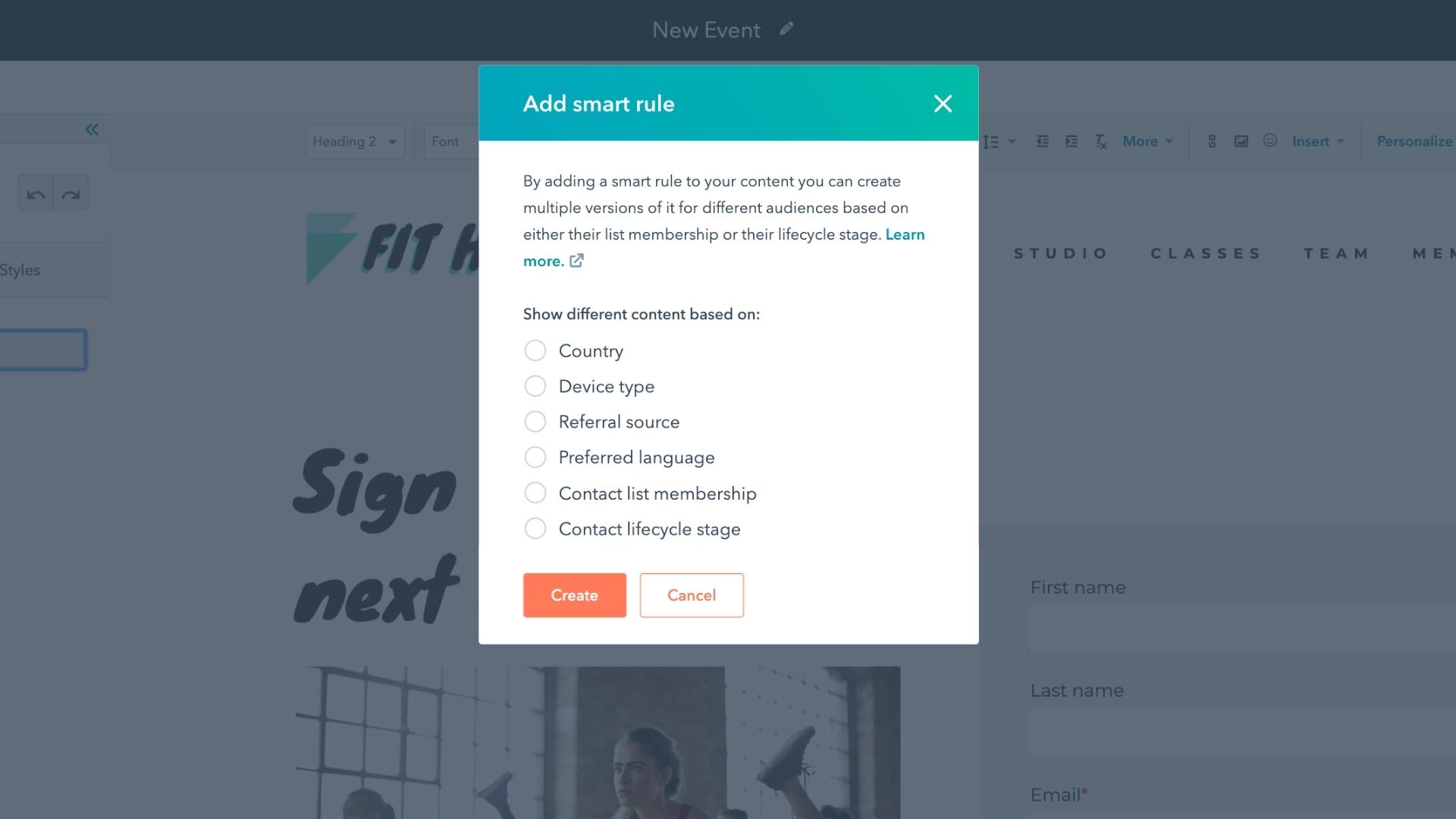 Dynamic content selection in HubSpot