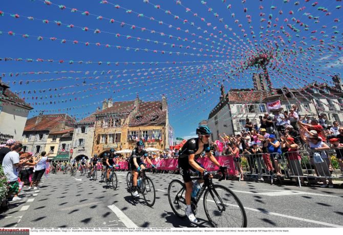 Richie Porte (Team Sky) passes through Arbois