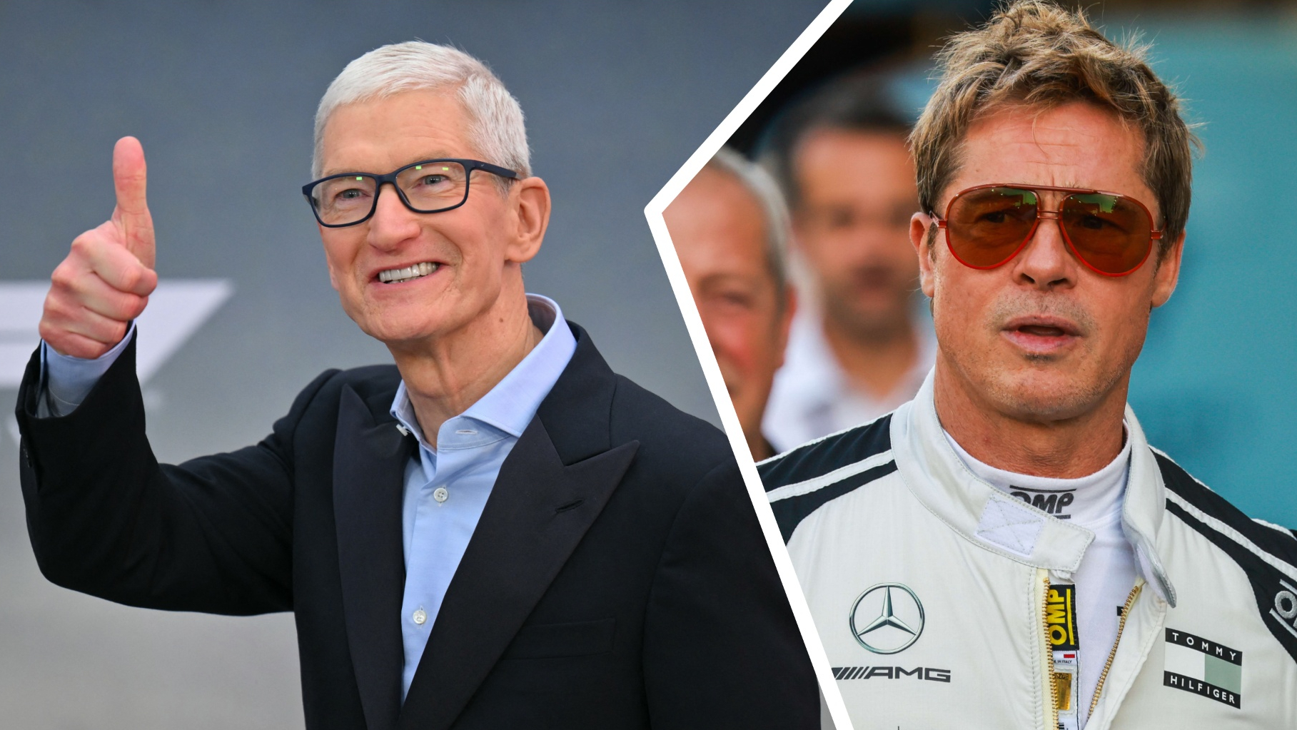 Tim Cook image next to Brad Pitt image