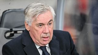 Carlo Ancelotti looks on ahead of Real Madrid's Champions League clash against Union Berlin in December 2023.