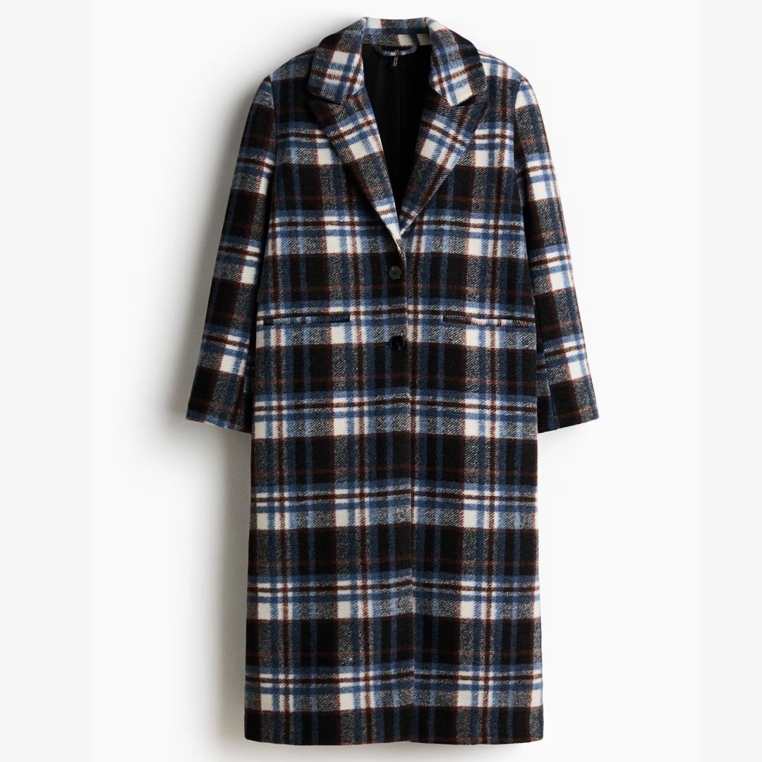 H&amp;amp;M Single-Breasted Checked Coat