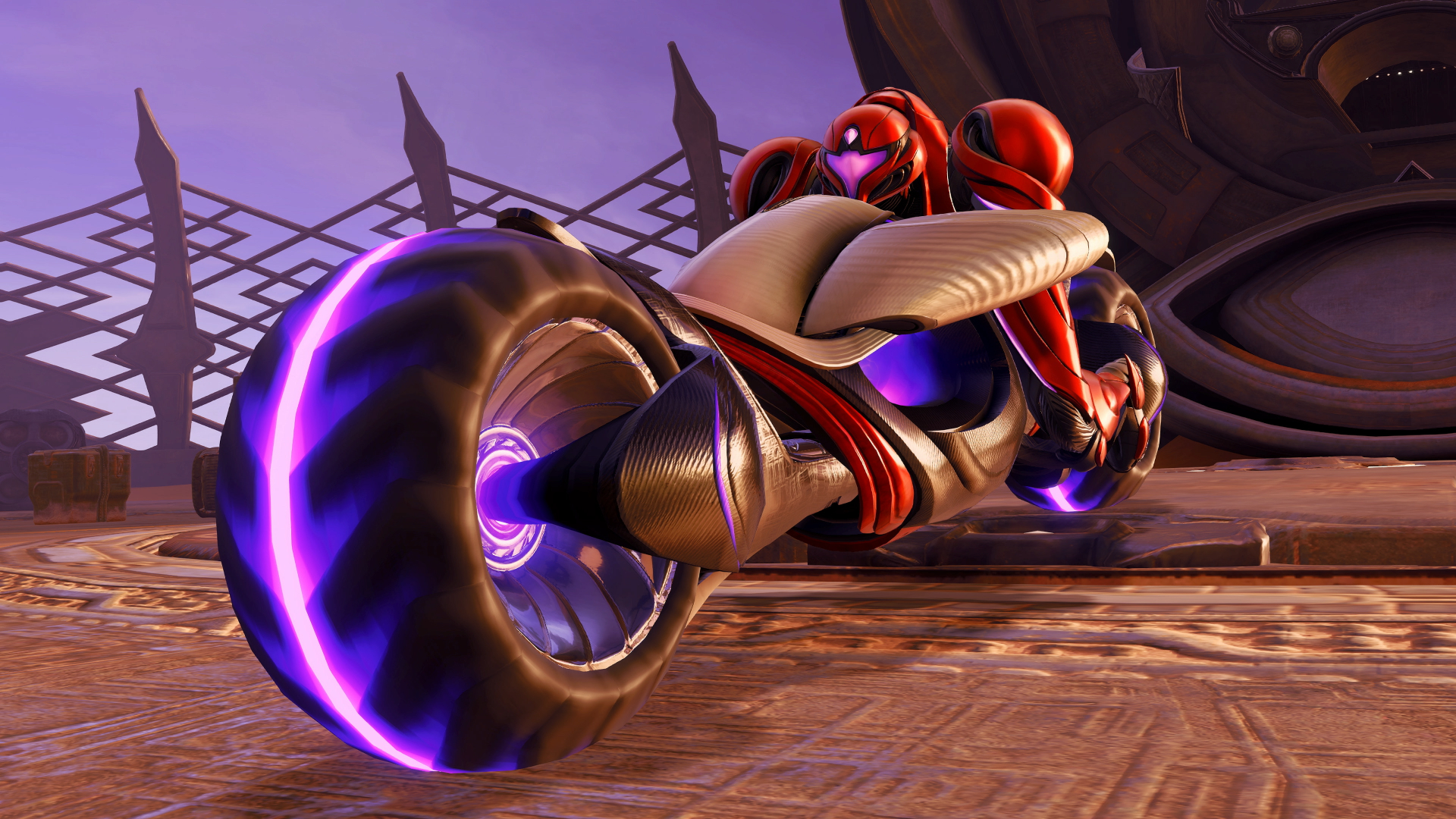 Samus rides the VI-O-LA motorcycle for the first time in Metroid Prime 4 Beyond