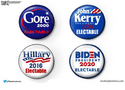 Political Cartoon U.S. Democratic Presidential Candidates Electability