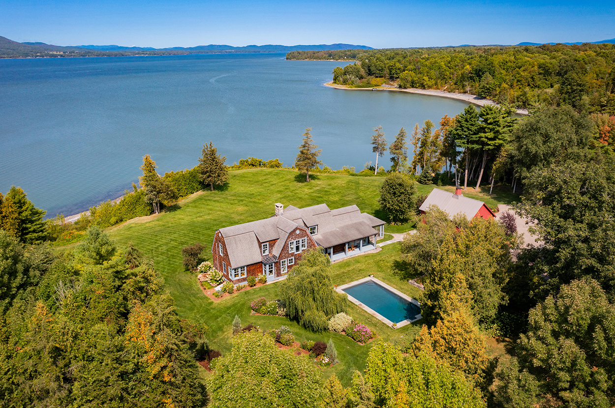 Drone shot of a home in Vermont