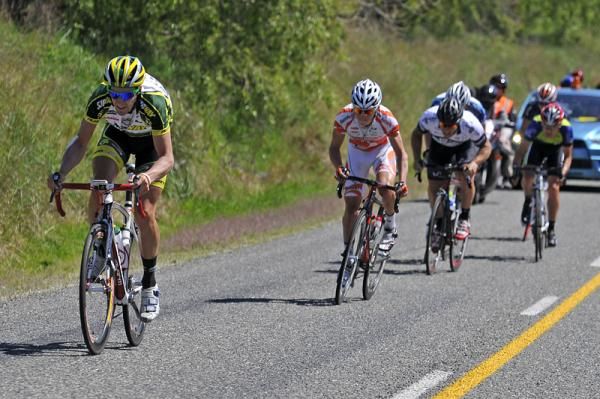 Joe Cooper of Subway Avanti decides it&rsquo;s time to attack with 15km to go.
