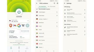 Screenshots showing ExpressVPN on Android