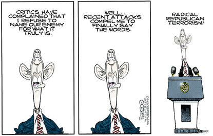 Obama cartoon U.S. Radical Republican Terrorism