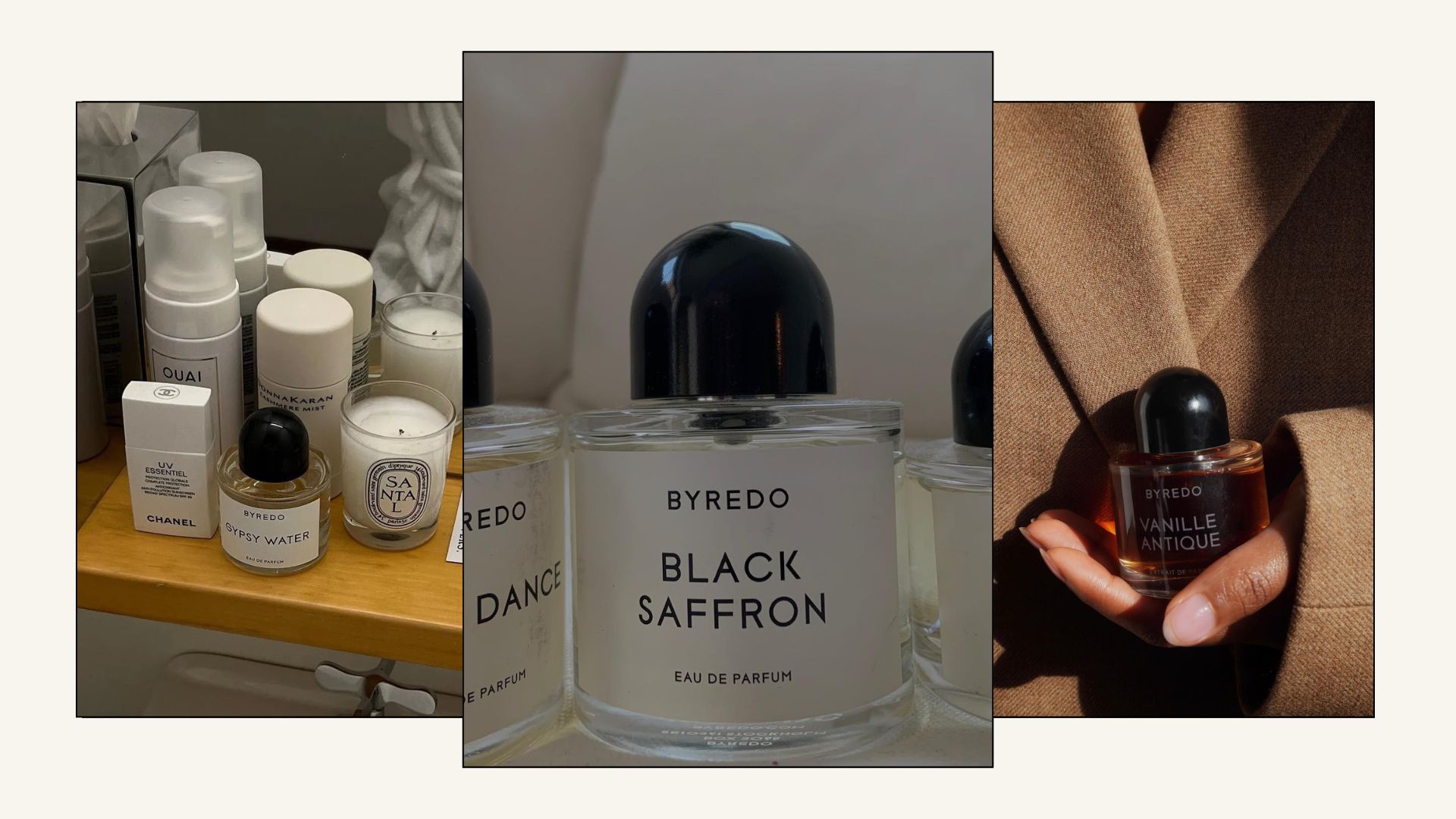Collage of Byredo perfumes