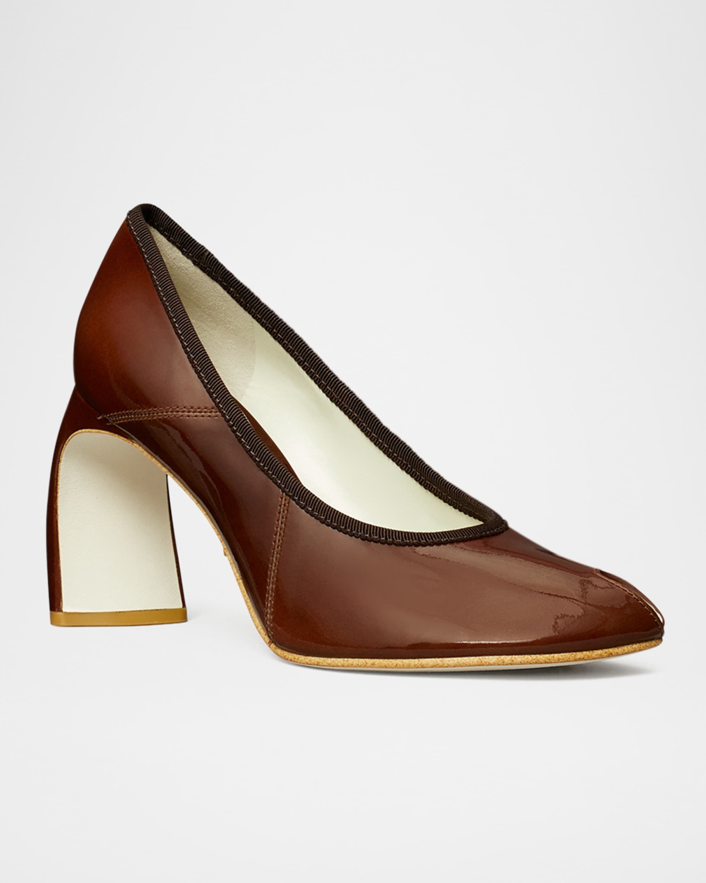 Leather Peep Toe Pumps