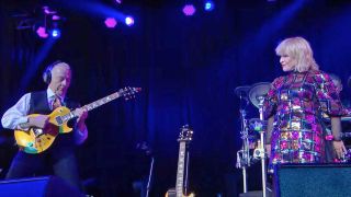 Robert Fripp and Toyah Willcox onstage at the Isle Of Wight Festival