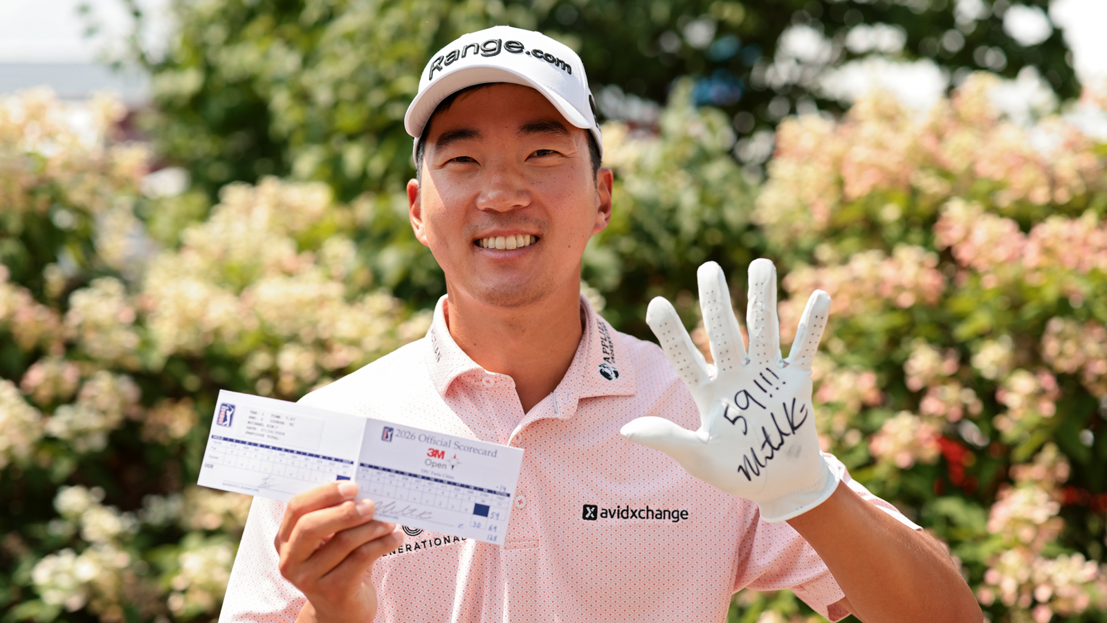 Michael Kim celebrates his 59