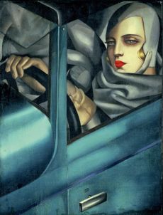 Tamara in a Green Bugatti, 1929, 13¾in by 10½in, by Tamara de Lempicka (1898–1980), private collection. ©Fine Art Images/Bridgeman Images/Tamara de Lempicka Estate, LCC /DACS 2021; Jeanne Degraa