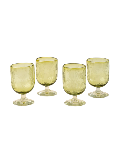 Etched Thistle Wine Glass, Set of 4 