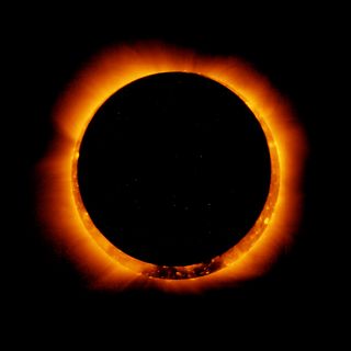 The Hinode satellite, from a Japanese mission, captured this photo of an annular solar eclipse on Jan. 4, 2011.