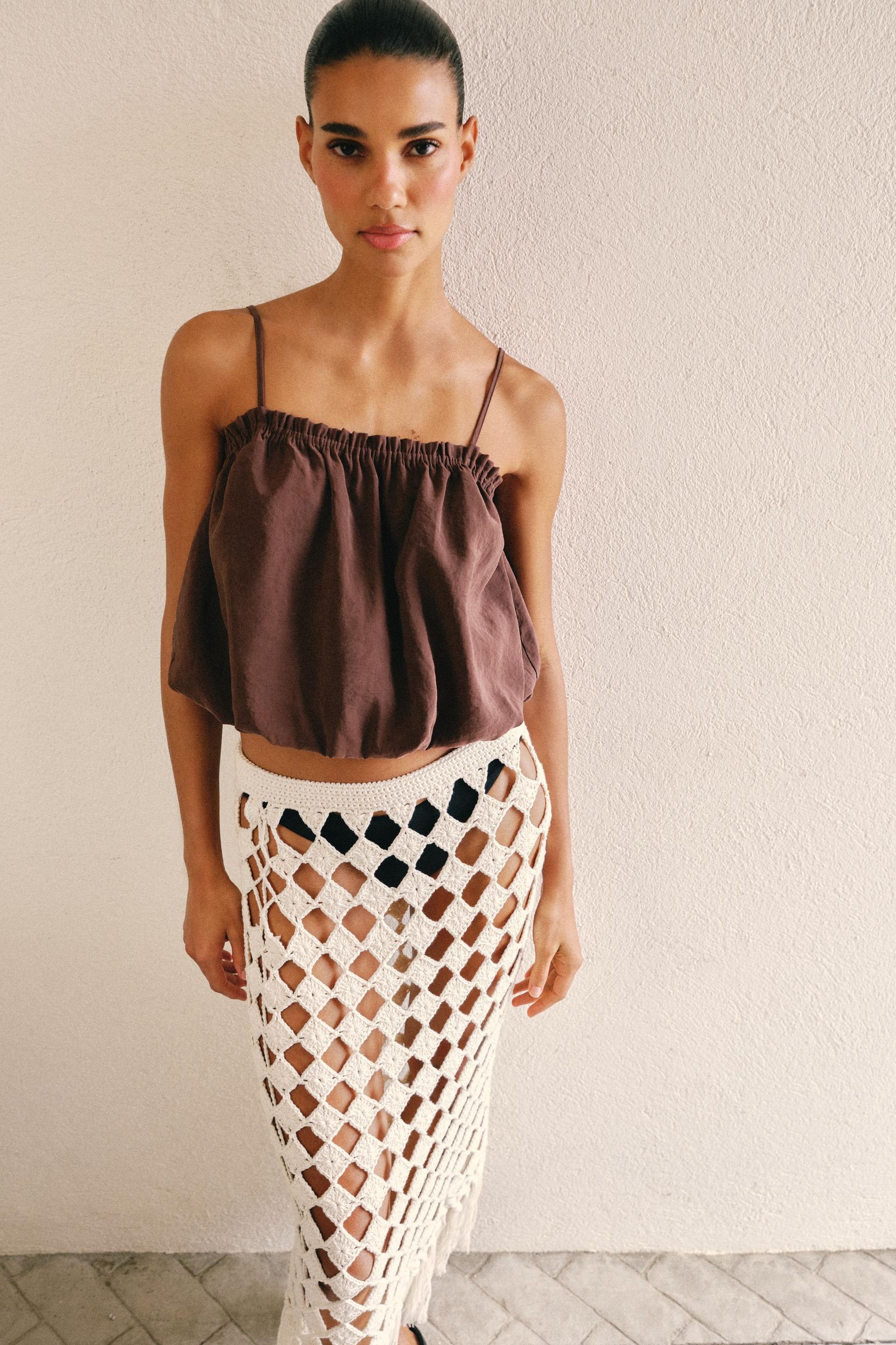 Puff Sleeve Strappy Top