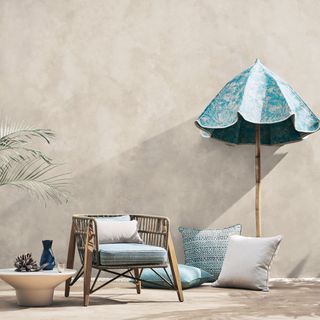 outdoor with cushions and chair
