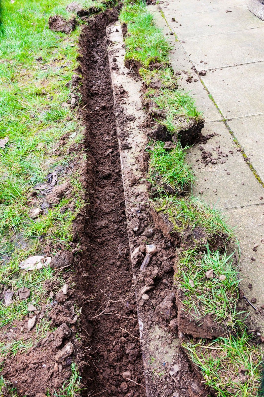 A French Drain Along The Sidewalk