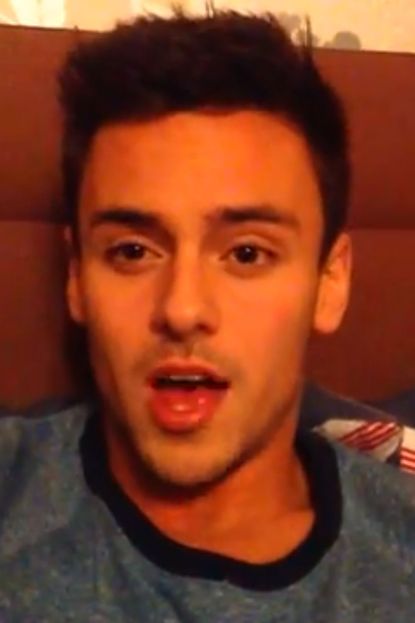 Tom Daley talks to the camera in a personal video message