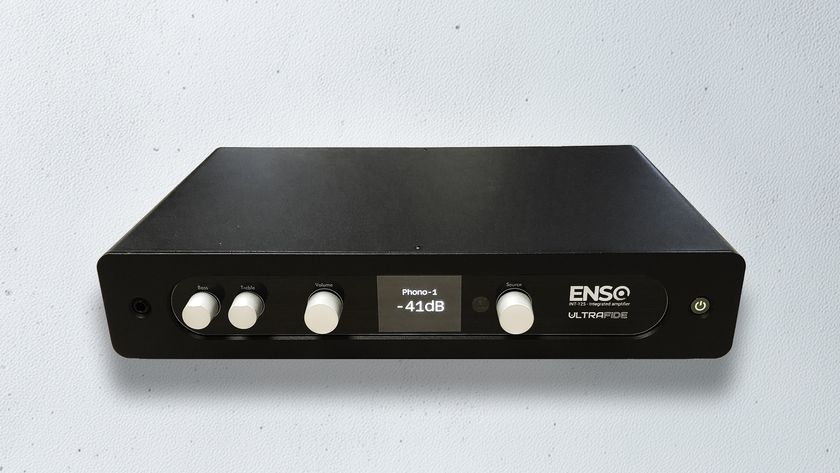 Ultrafide Enso integrated amplifier in black front panel shot
