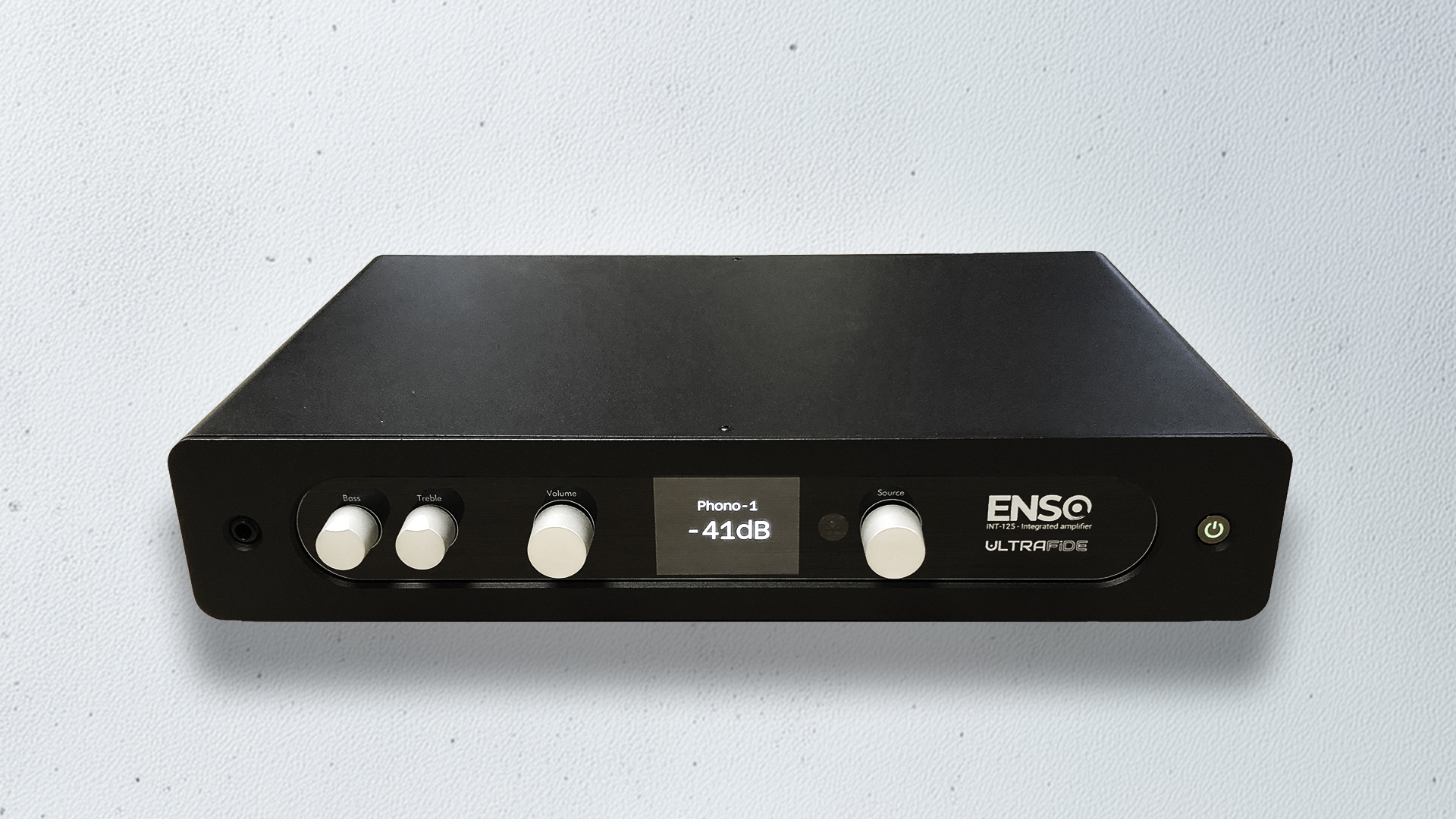 Ultrafide Enso integrated amplifier in black front panel shot