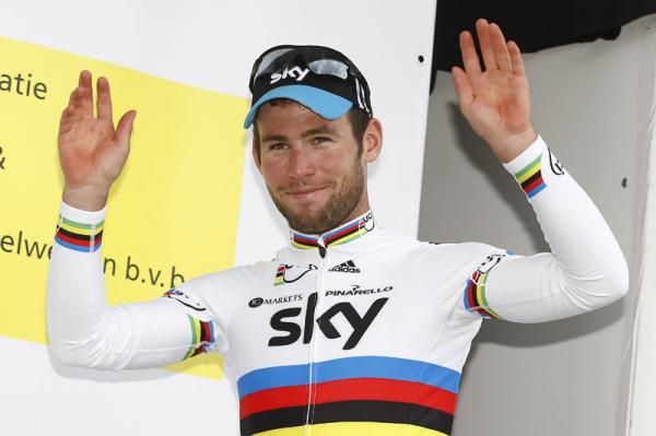 Mark Cavendish (Team Sky) in his rainbow jersey