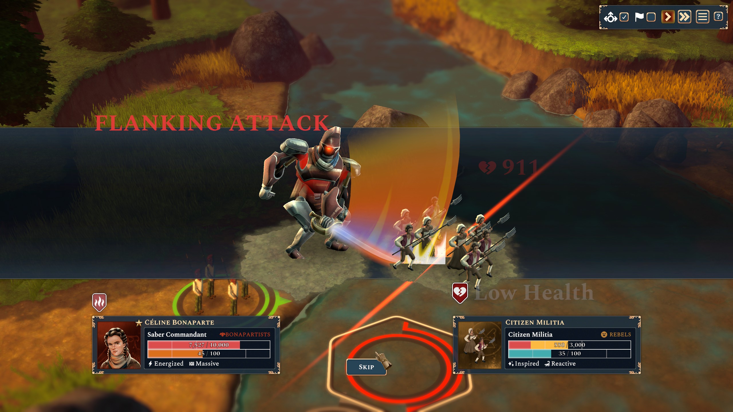 Launching a flanking attack in a mech.