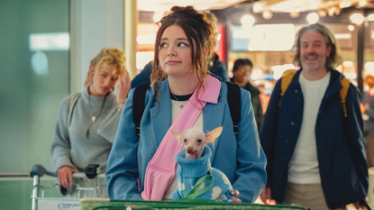 Meg Stalter the airport in Too Much