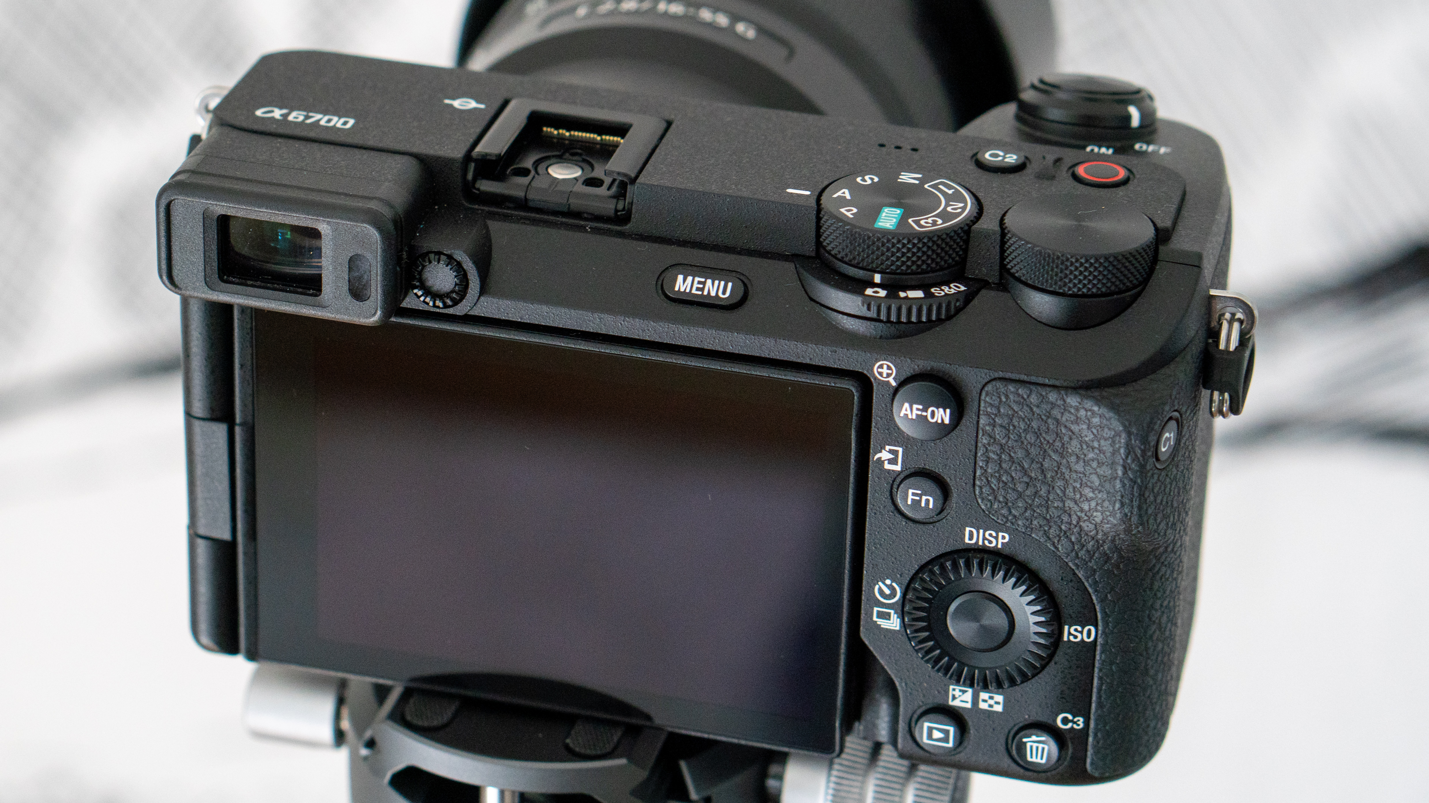 Back of the Sony A6700 showing the buttons and controls