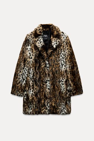 Faux Fur Animal Print Coat Zw Collection