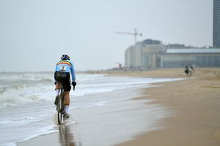 OOSTENDE BELGIUM JANUARY 31 Wout Van Aert of Belgium Sea Beach Sanitary Stop during the 72nd UCI CycloCross World Championships Oostende 2021 Men Elite UCICX CXWorldCup Ostend2021 CX on January 31 2021 in Oostende Belgium Photo by Luc ClaessenGetty Images