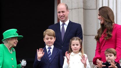 Prince William and Kate Middleton with the Cambridge family and the Queen
