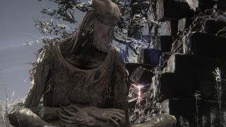 Elden Ring Nightreign Remembrance quests: A skeleton crumpled over in a broken wall of the Roundtable Hold.