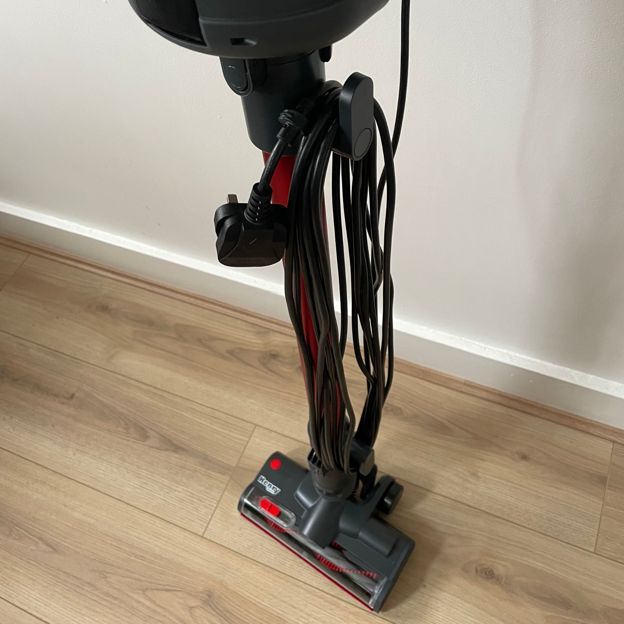 Close up of the wound-up cord of the Henry Quick Corded Vacuum Cleaner 