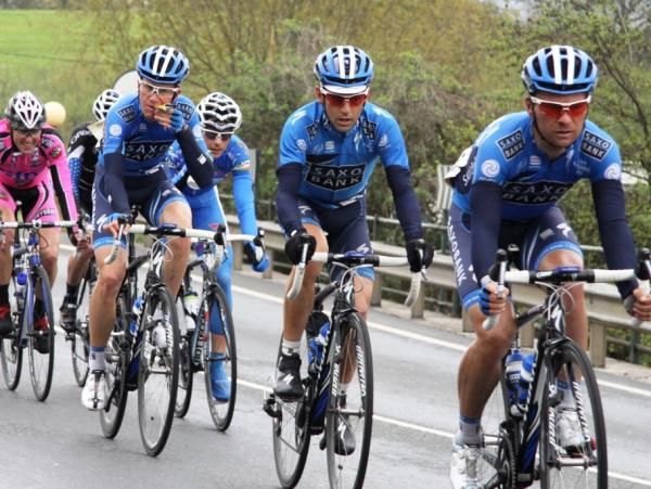 Saxo Bank's Sergio Paulinho, Jes&uacute;s Hern&aacute;ndez and Chris Anker Sorensen