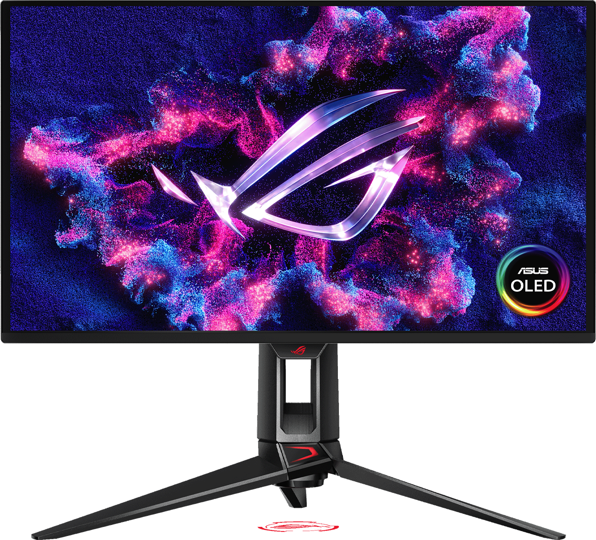 An Asus ROG Swift OLED PG27UCDM against a white background