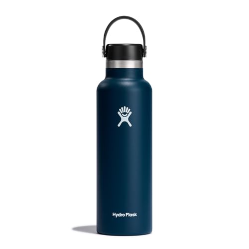 Hydro Flask - Water Bottle 621 Ml (21 Oz) - Vacuum Insulated Stainless Steel Water Bottle With Leak Proof Flex Cap and Powder Coat - Standard Mouth - Indigo