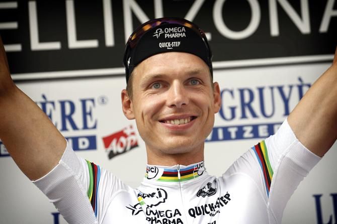Tony Martin (Omega Pharma-QuickStep) all smiles after winning the Tour de Suisse time trail