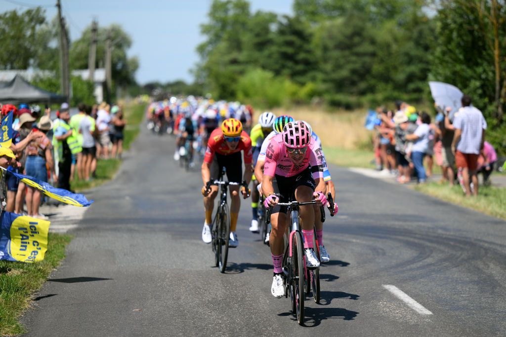 GRAND COLOMBIER FRANCE JULY 14 Alberto Bettiol of Italy and Team EF EducationEasyPost attacks during the stage thirteen of the 110th Tour de France 2023 a 1378km stage from ChtillonSurChalaronne to Grand Colombier 1501m UCIWT on July 14 2023 in Grand Colombier France Photo by David RamosGetty Images