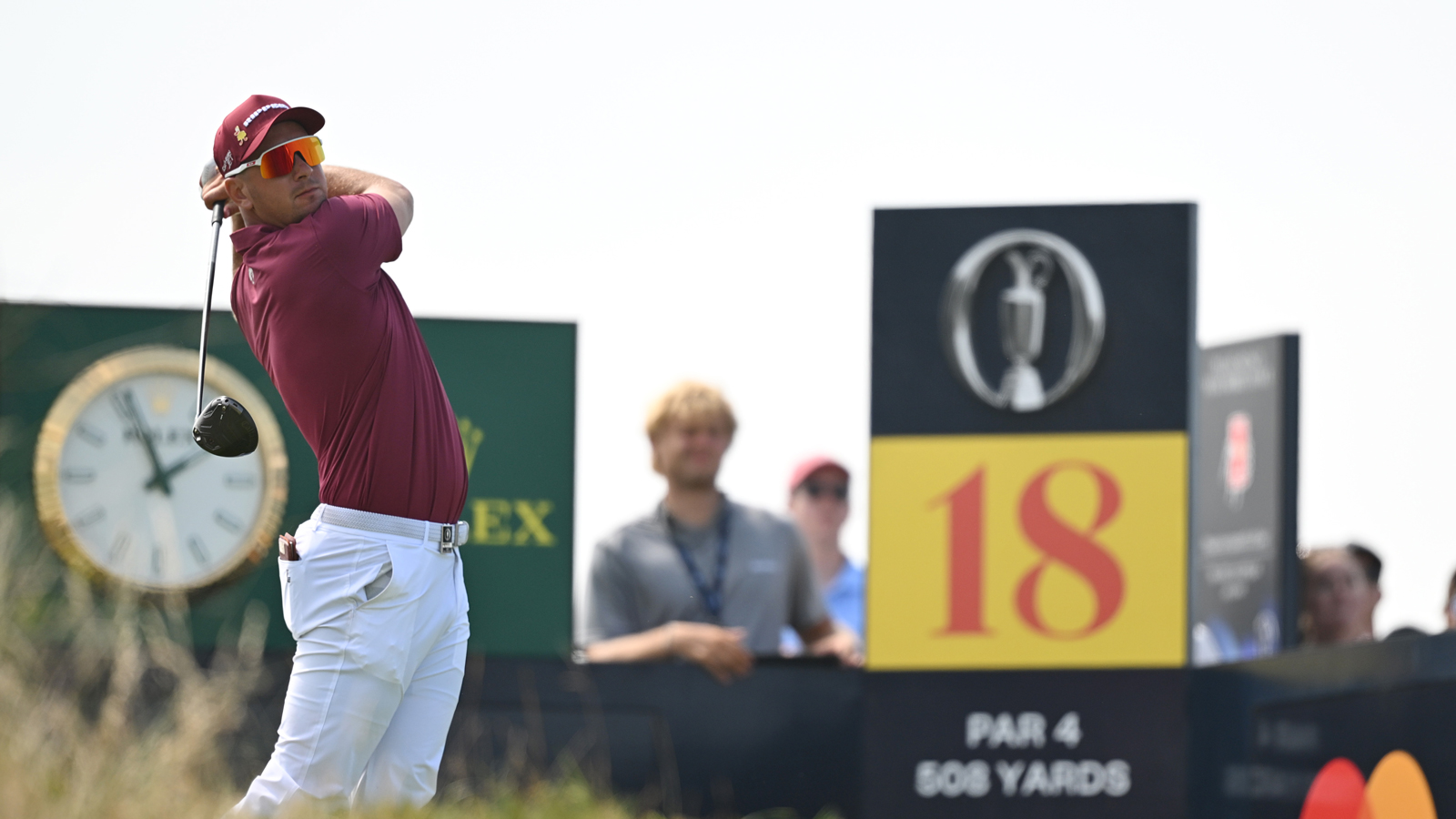 Lucas Herbert hits a tee shot off the 18th tee