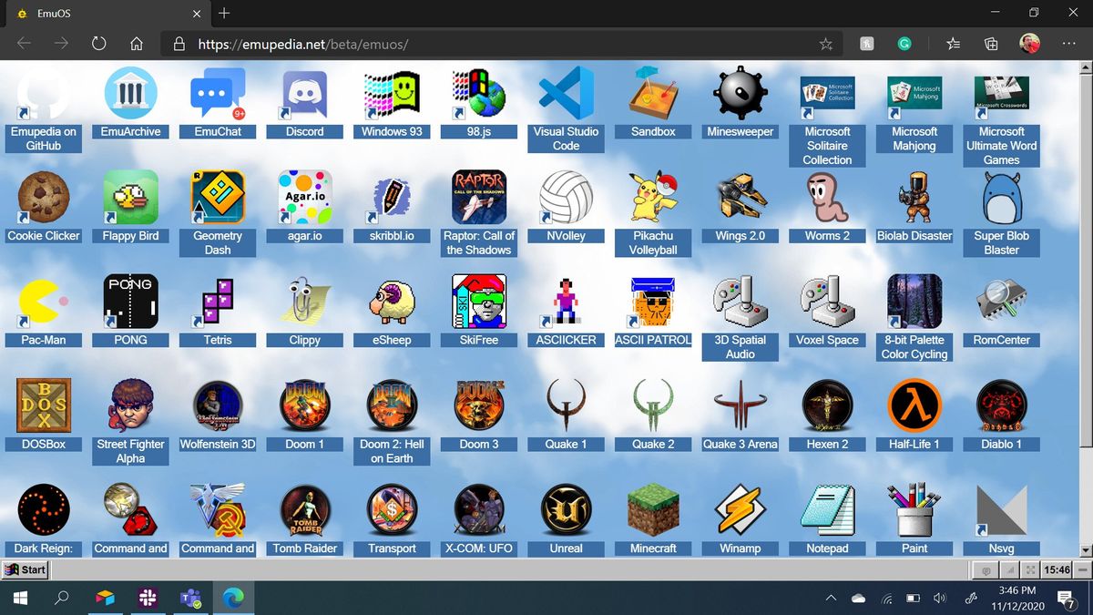 EMU OS, Online Windows Emulator, Play Minecraft, Old games, Doom