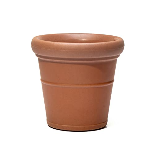 Step2 Claremont Tall Round Planter, Large Planters for Outdoor Plants, Gardening and Flower Pot for Patio or Porch, Efficient Drainage, Durable Plastic, Terracotta, 2-Pack