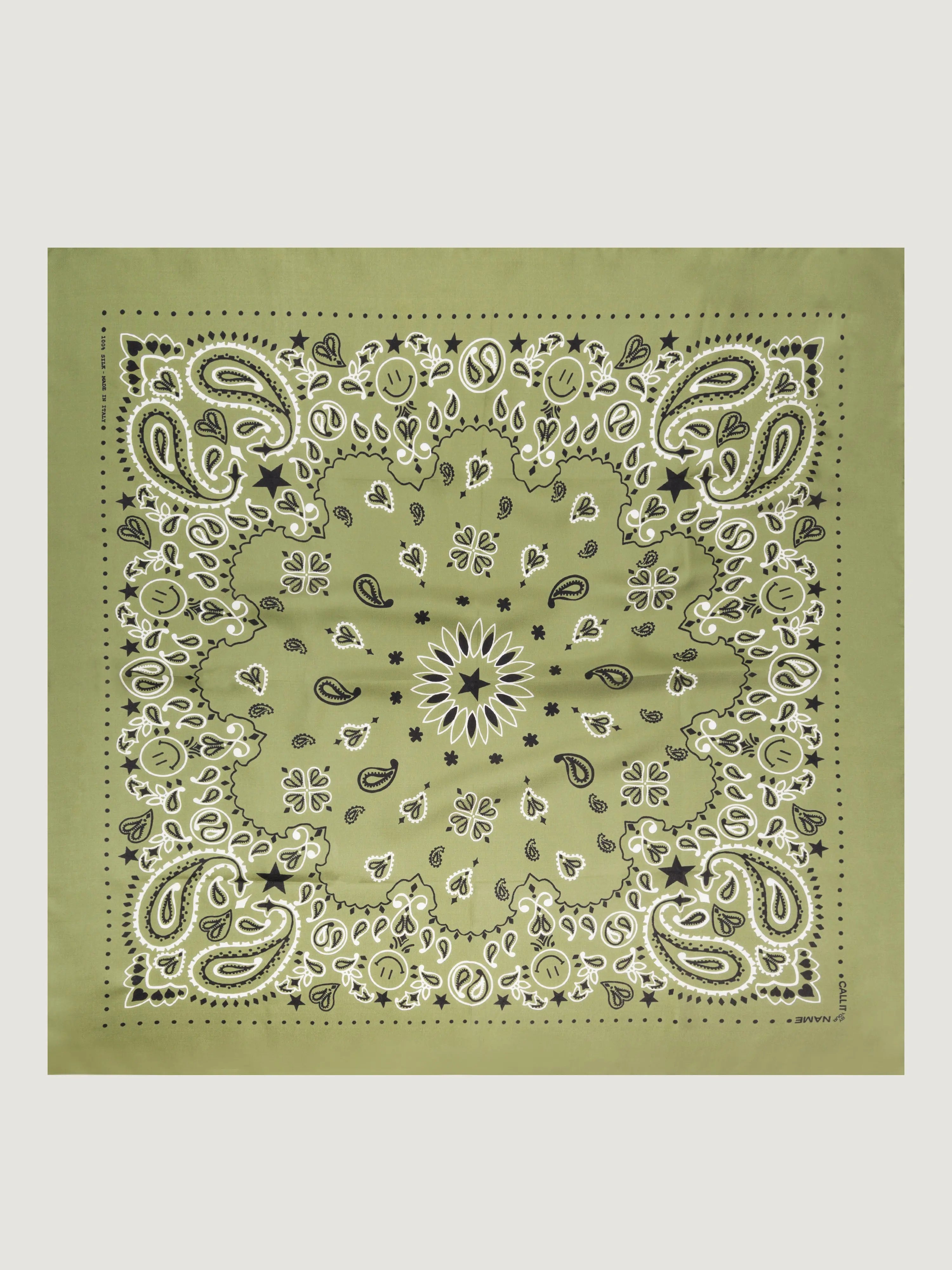 Silk Bandana - Star - Khaki - Large Size