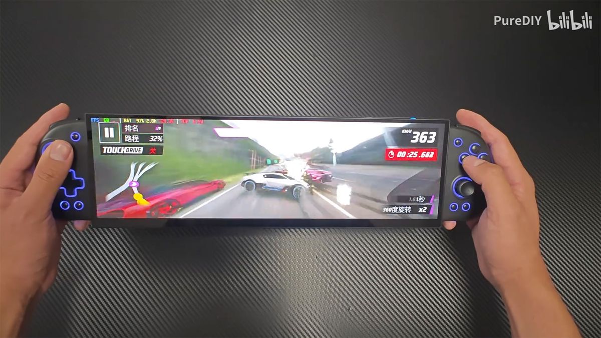 DIYer creates the PC gaming handheld of your widest dreams – 32:9 AMD Ryzen Z2 Extreme device showcased in driving games