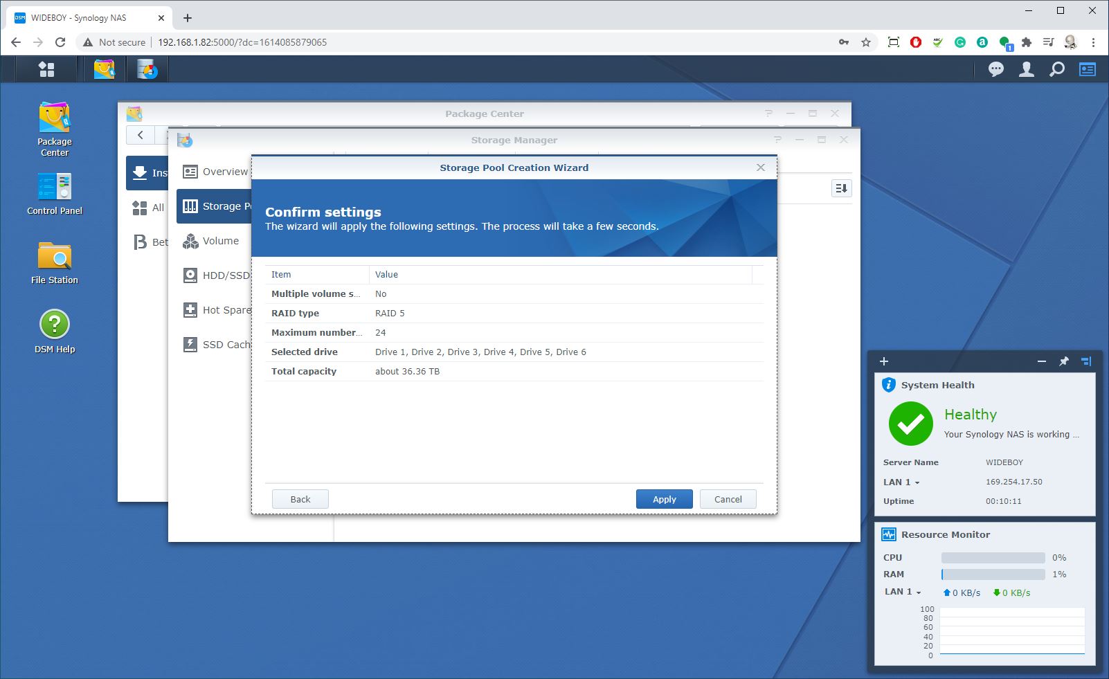 Synology DSM interface