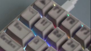 Higround Basecamp 75+ keyboard with retro blurry low-res keycaps