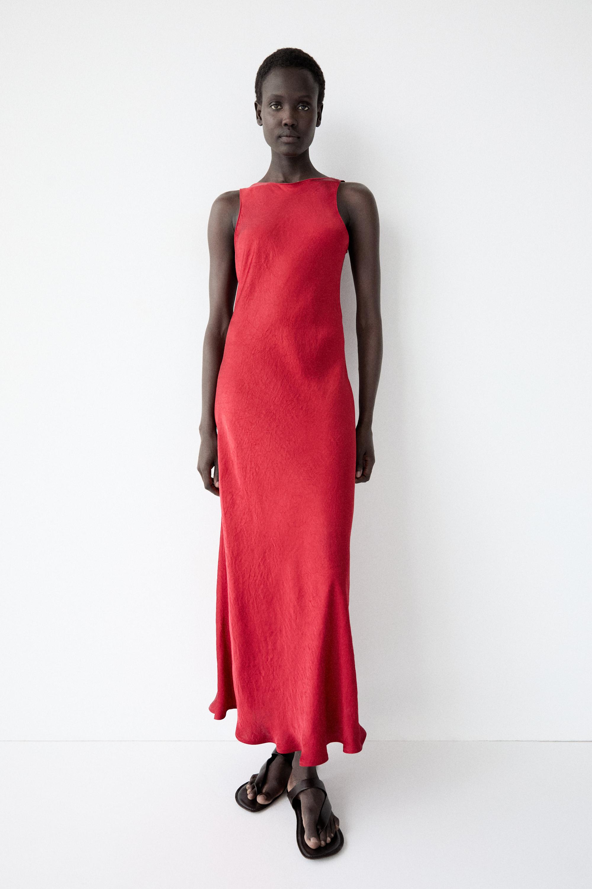 flowing satin midi dress