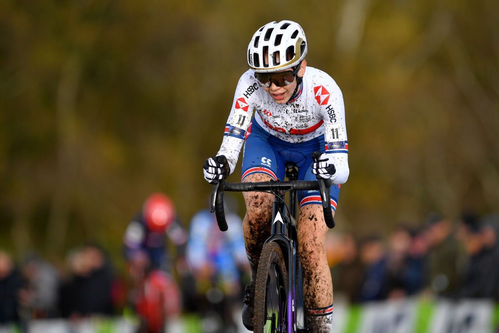 COL DU VAM DRENTHE NETHERLANDS NOVEMBER 07 Josie Nelson of United Kingdom competes during the 19th UEC European Cyclocross Championships 2021 Womens U23 EuroCross21 UECcycling on November 07 2021 in Col du Vam Drenthe Netherlands Photo by Luc ClaessenGetty Images
