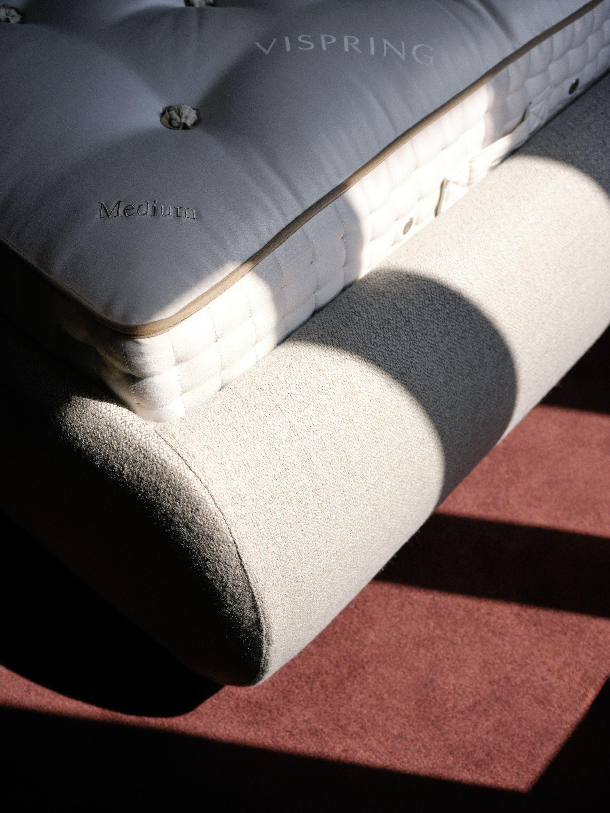 Inside Mua Mua Hotel designed by Tom Dixon for Milan Design Week 2026, featuring Tom Dixon x Vispring bed collaboration