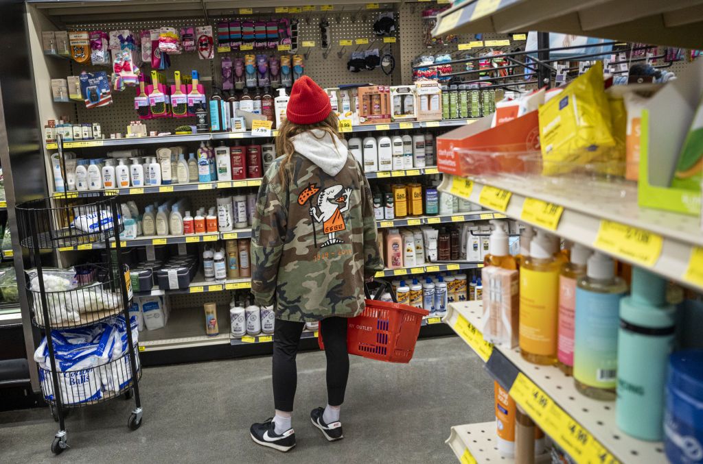 Shopper in grocery store.